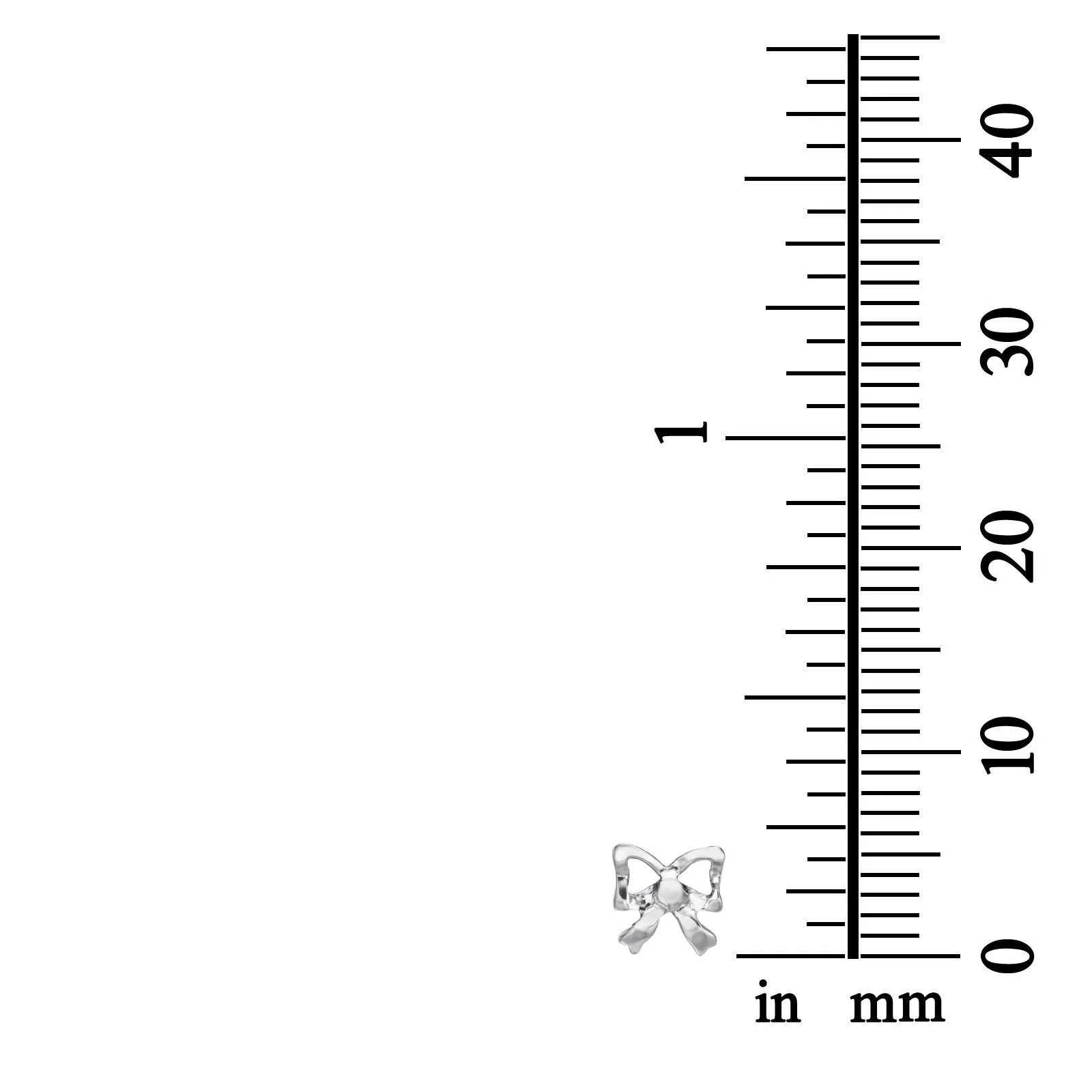 עגילים צמודים מזהב לבן 14 קראט - פפיון עדין - Image 5