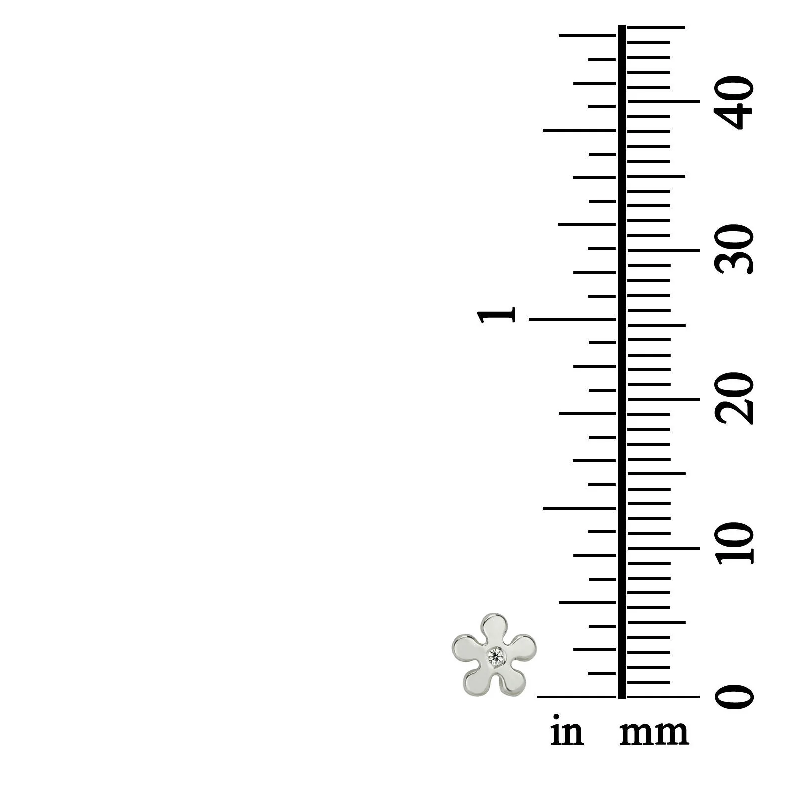עגילים צמודים מזהב לבן 14 קראט - פרח מישל - Image 5