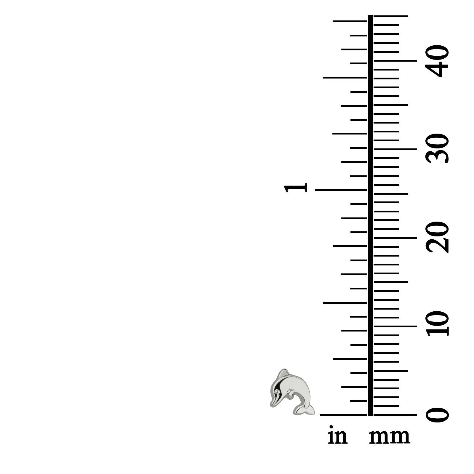 עגילים צמודים מזהב לבן 14 קראט - דולפין מנתר - Image 4