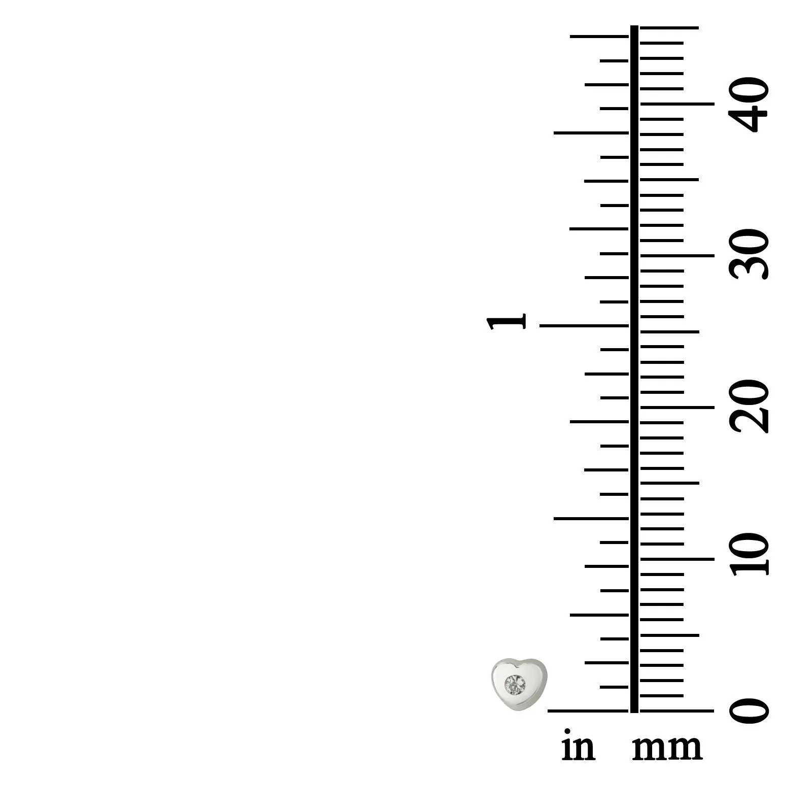 עגילים צמודים מזהב לבן 14 קראט - לב מנצנץ קטן - Image 4