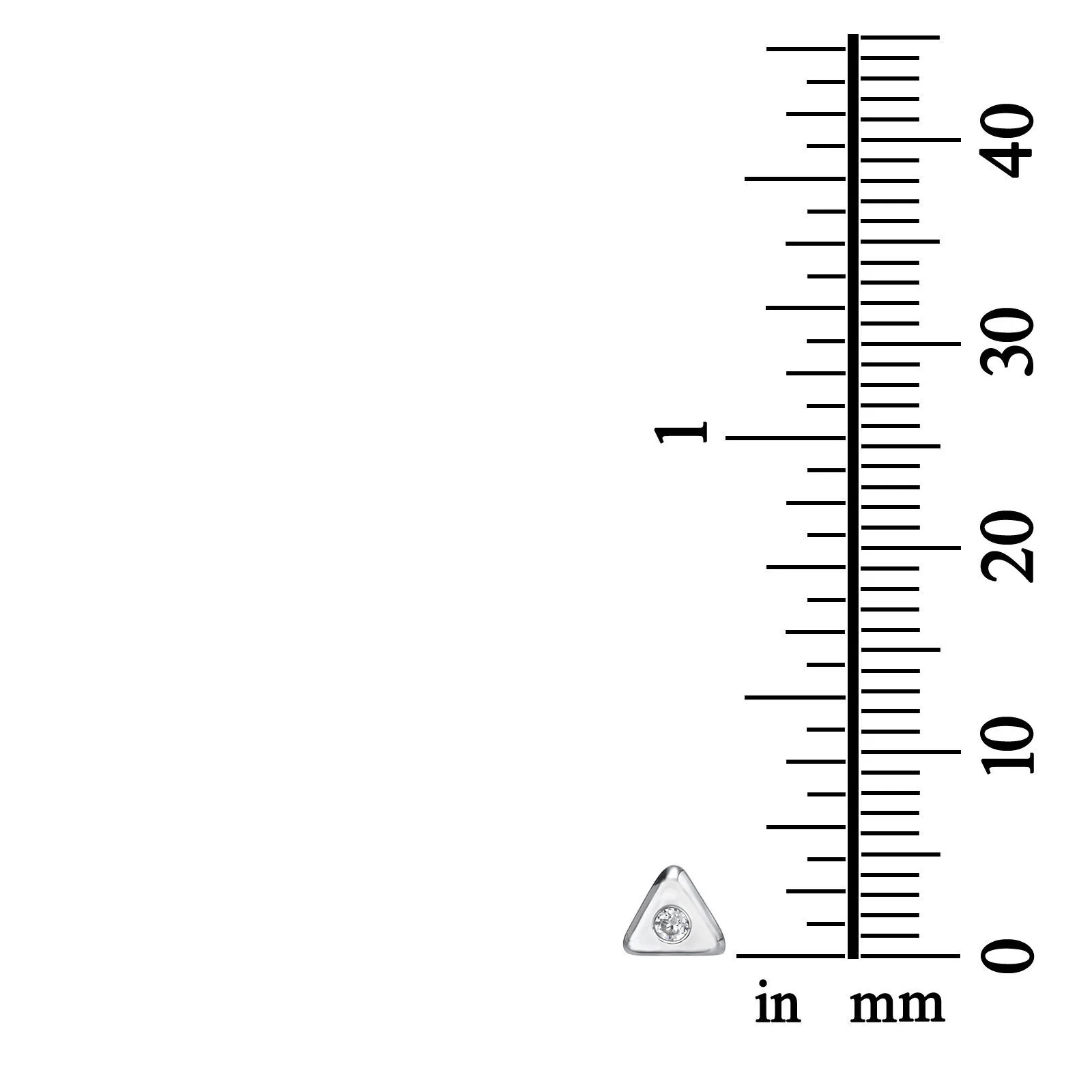 עגילים צמודים מזהב לבן 14 קראט - משולש מנצנץ - Image 4