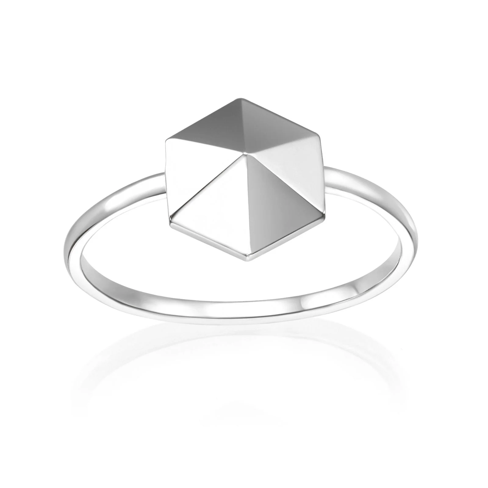 טבעת מזהב לבן 14 קראט - פירמידה - Image 3