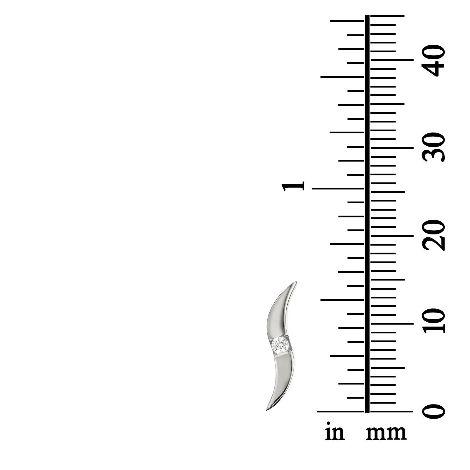 עגילים צמודים מזהב לבן 14 קראט - גלים נוצצים - Image 2