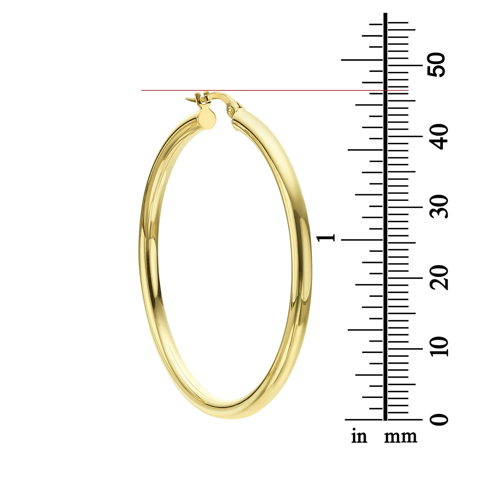 עגילי חישוק מזהב לבן 14 קראט - XL - Image 3