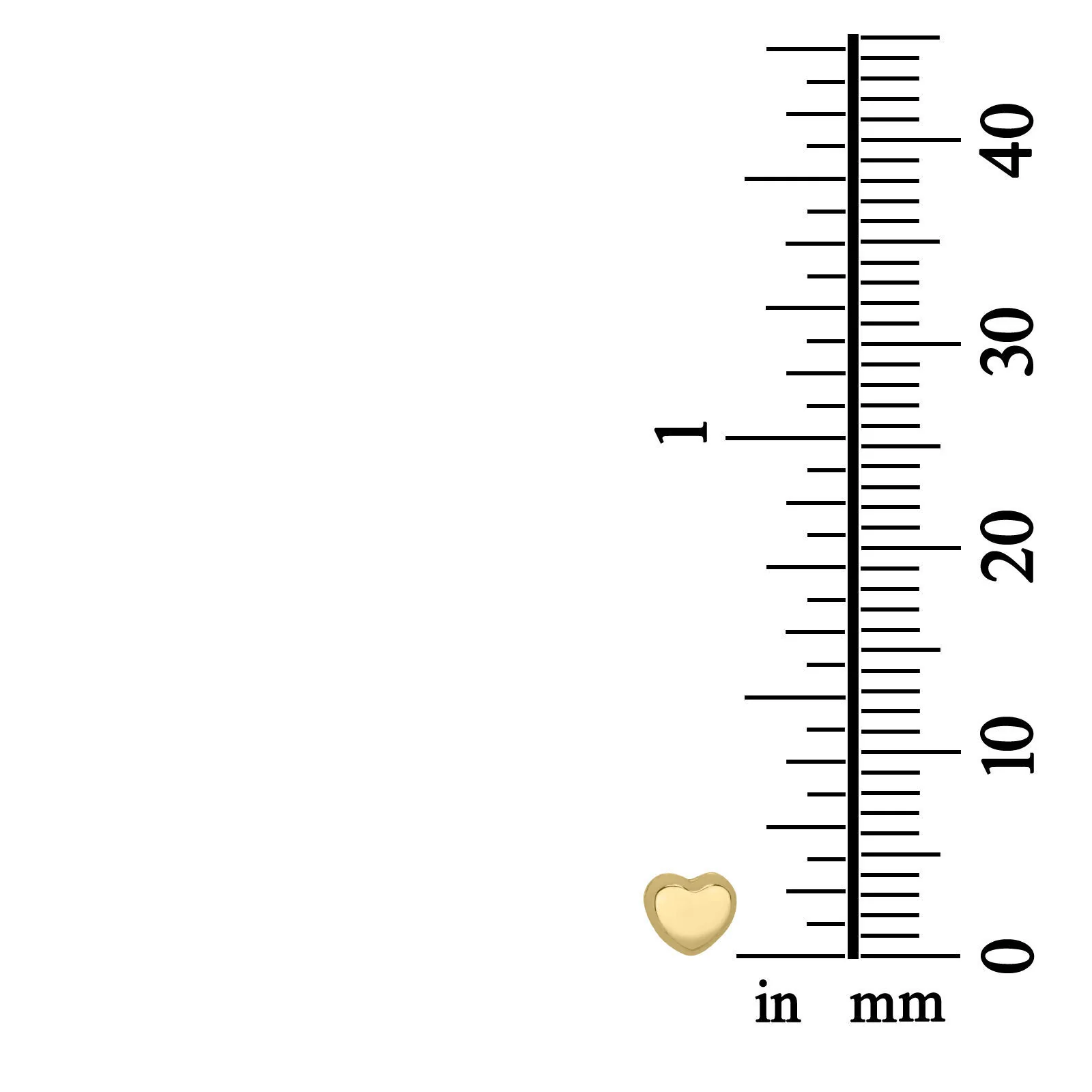 עגילים צמודים מזהב צהוב 14 קראט - לב קלאסי - קטן - Image 4