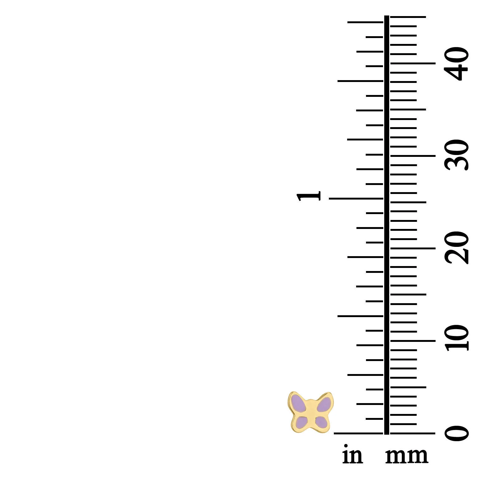עגילים צמודים מזהב צהוב 14 קראט - פרפר עם אופי - Image 4