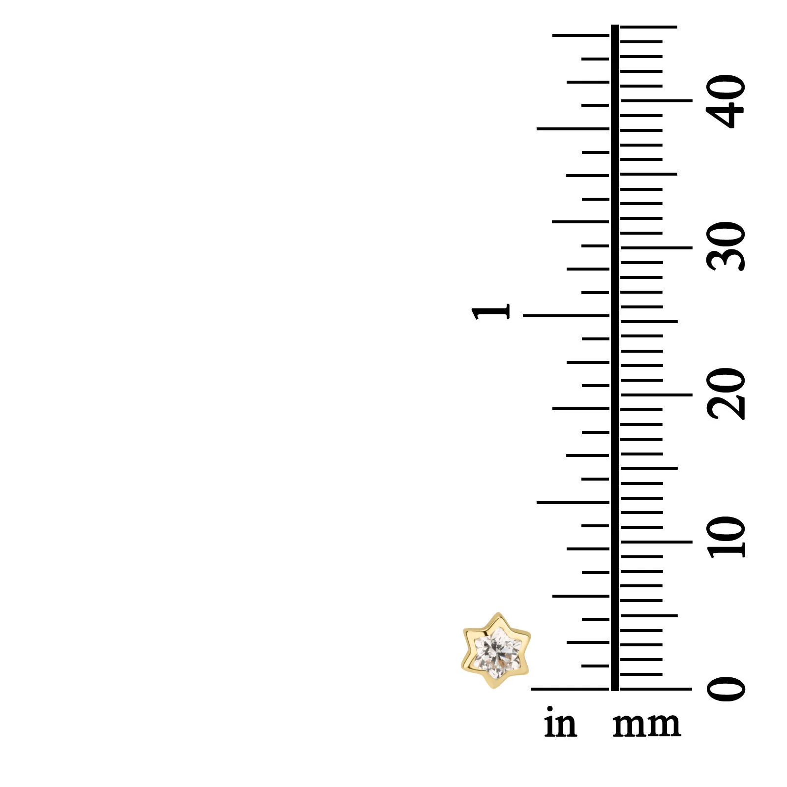 עגילים צמודים מזהב צהוב 14 קראט - כוכב מנצנץ - Image 4