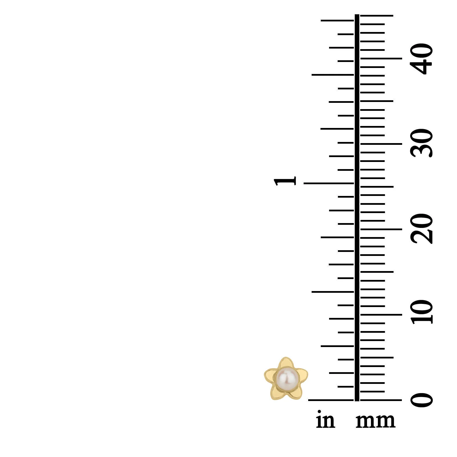 עגילים צמודים מזהב צהוב 14 קראט - פנינה כוכבה - Image 5