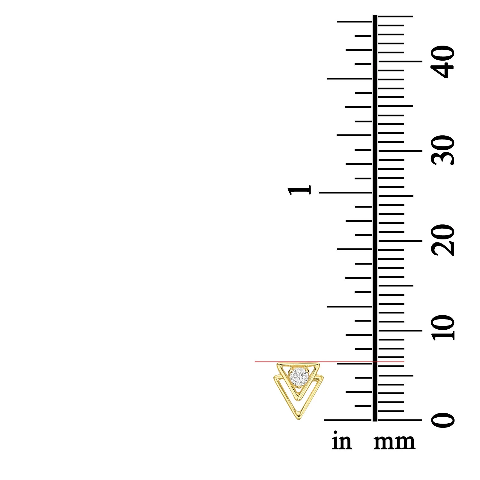 עגילים צמודים מזהב צהוב 14 קראט - פירמידות - Image 2