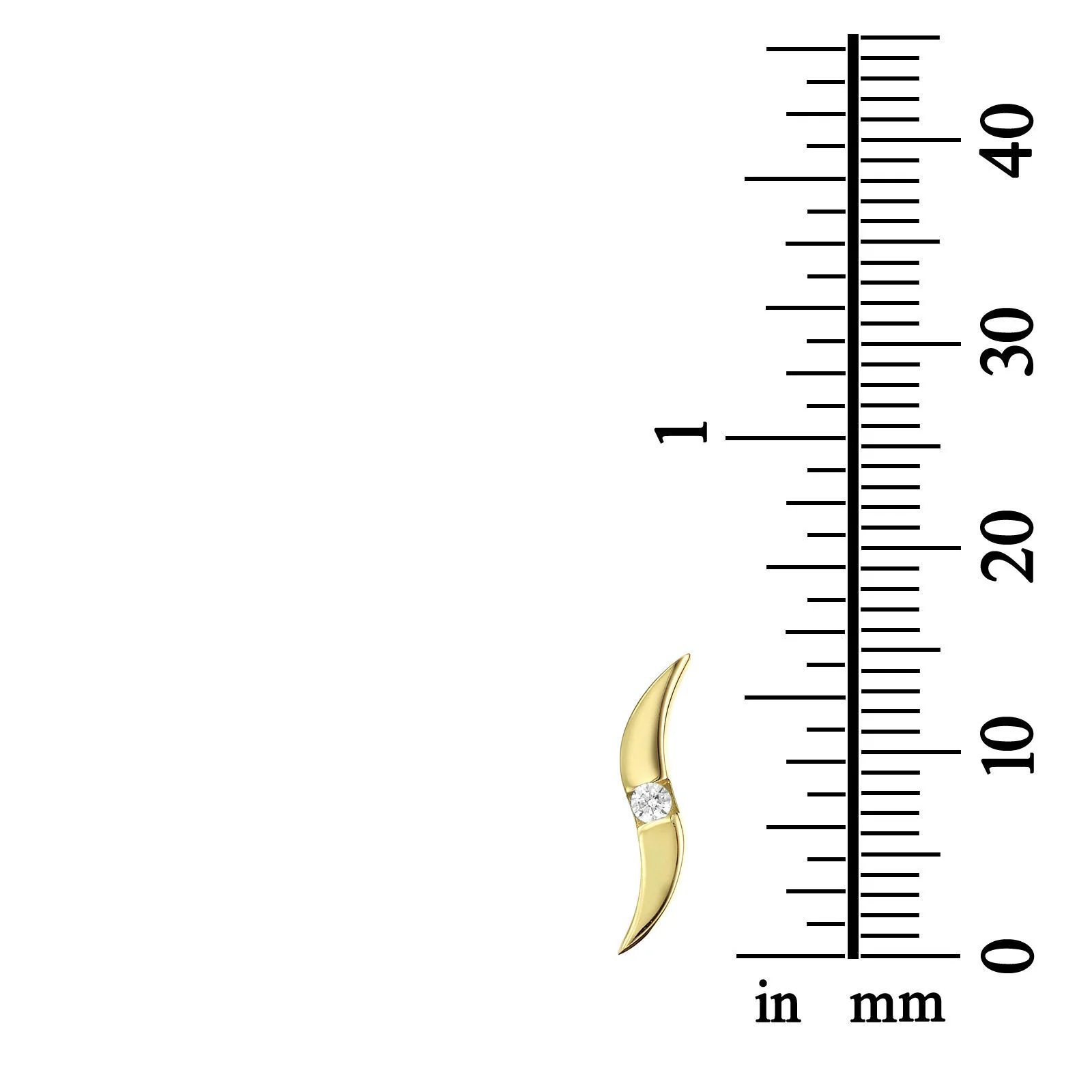 עגילים צמודים מזהב צהוב 14 קראט - גלים נוצצים - Image 2