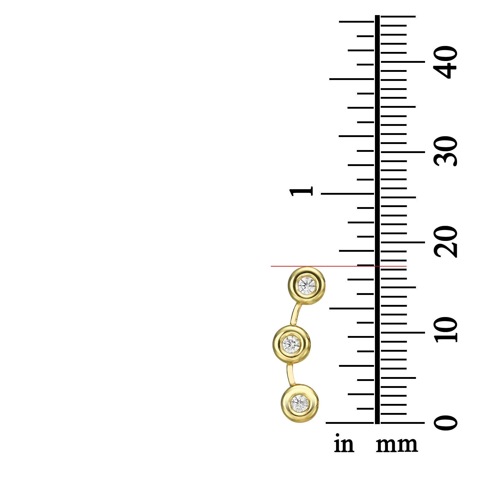 עגילים מטפסים מזהב צהוב 14 קראט - טוקאן - Image 3