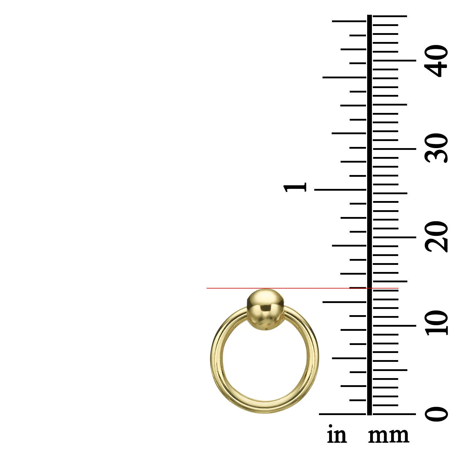 עגילים צמודים מזהב צהוב 14 קראט - כדור עליון - Image 4