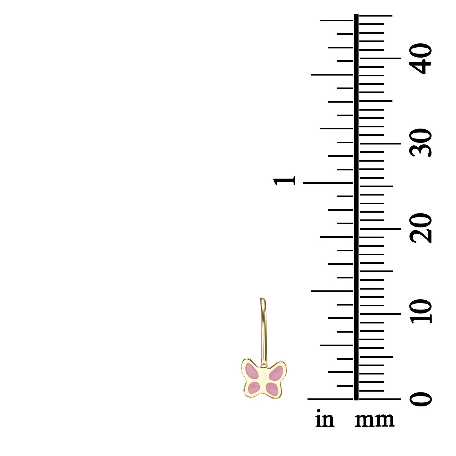 עגילים תלויים מזהב צהוב 14 קראט - פרפר מהפנט - Image 3