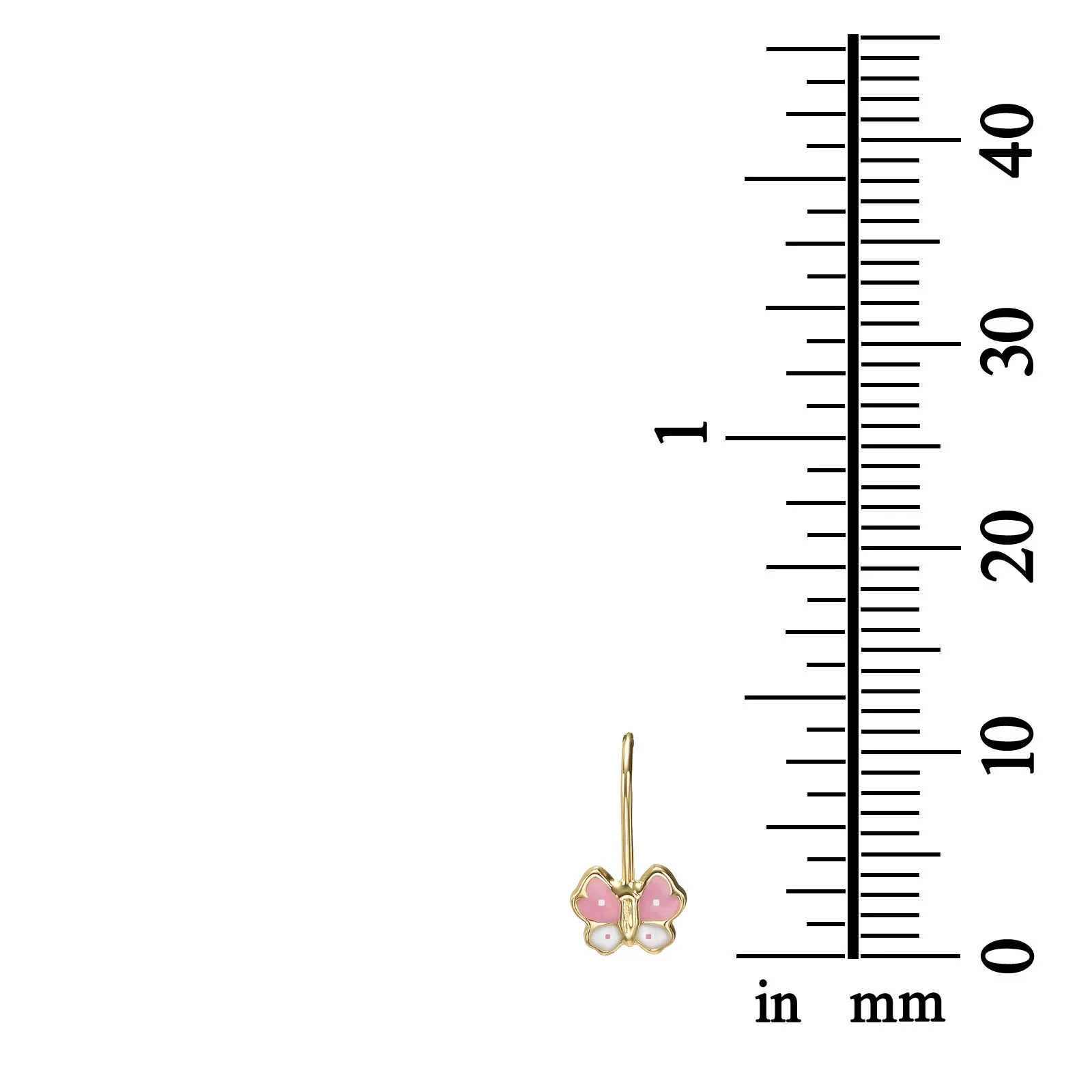 עגילים תלויים מזהב צהוב 14 קראט - פרפר גילה - Image 3