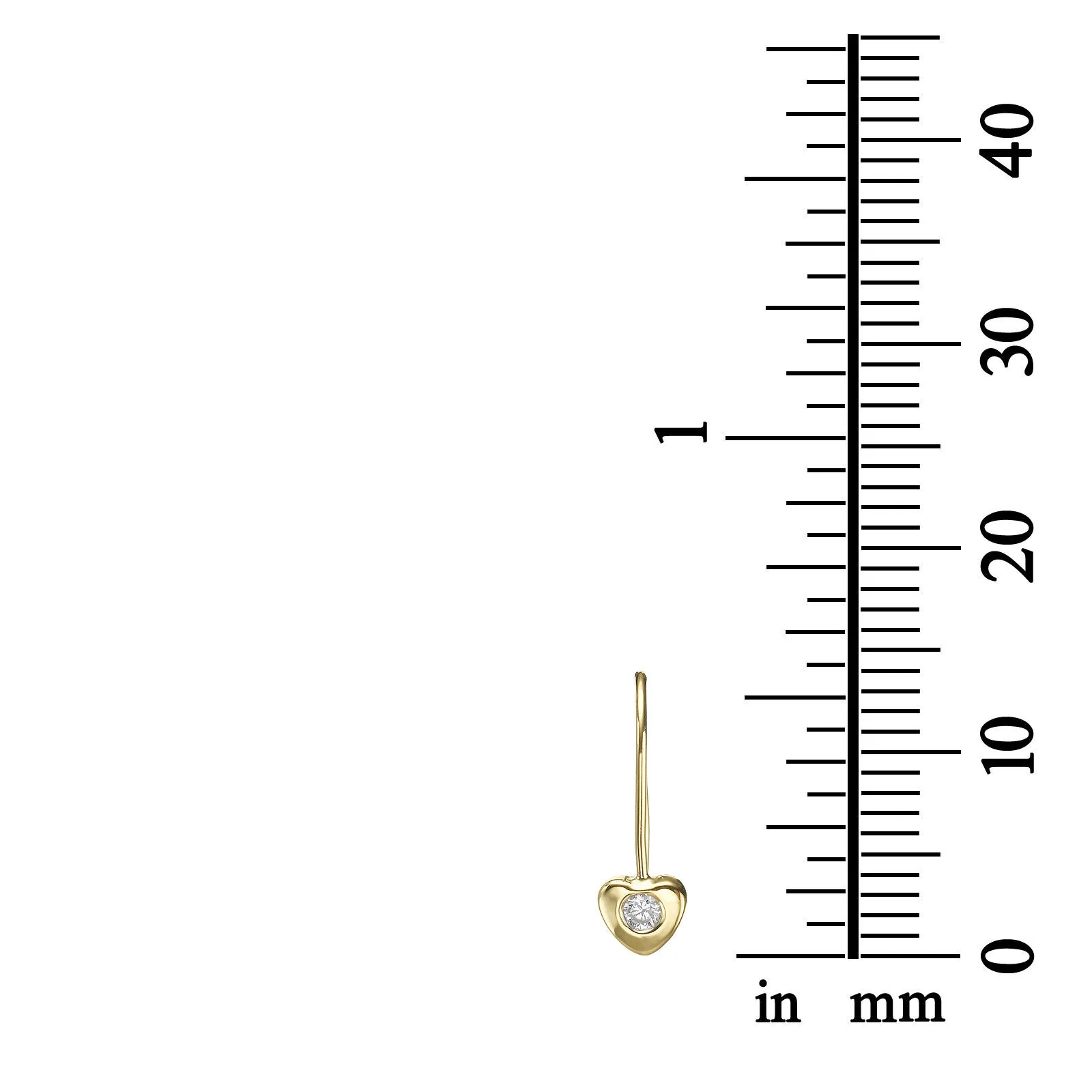 עגילים תלויים מזהב צהוב 14 קראט - לב אריאנה - Image 3