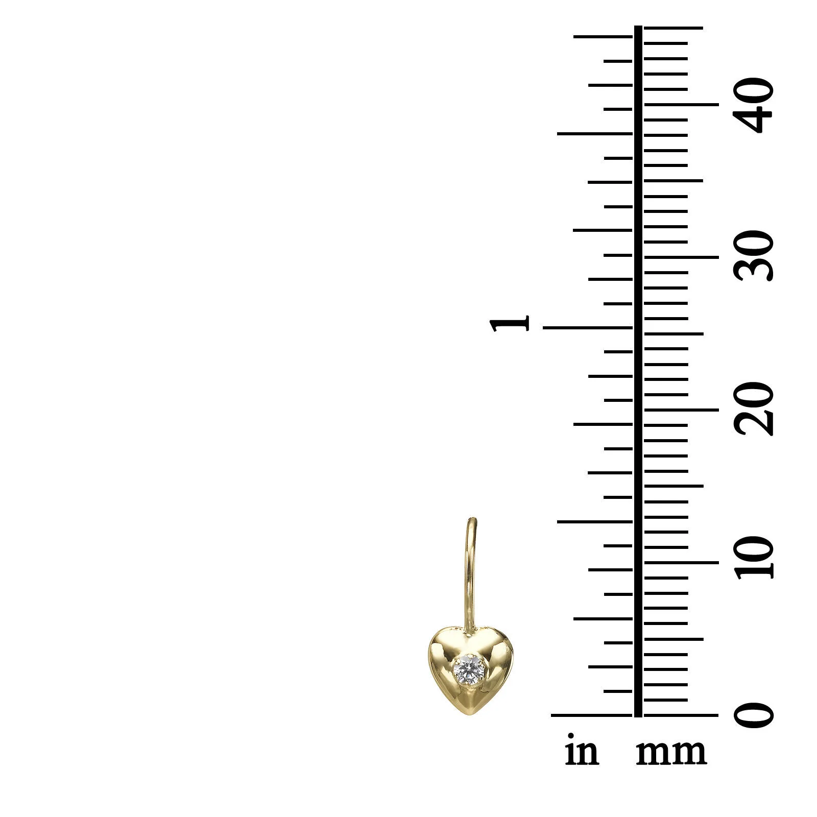 עגילים תלויים מזהב צהוב 14 קראט - לב סופר-גירל - Image 3